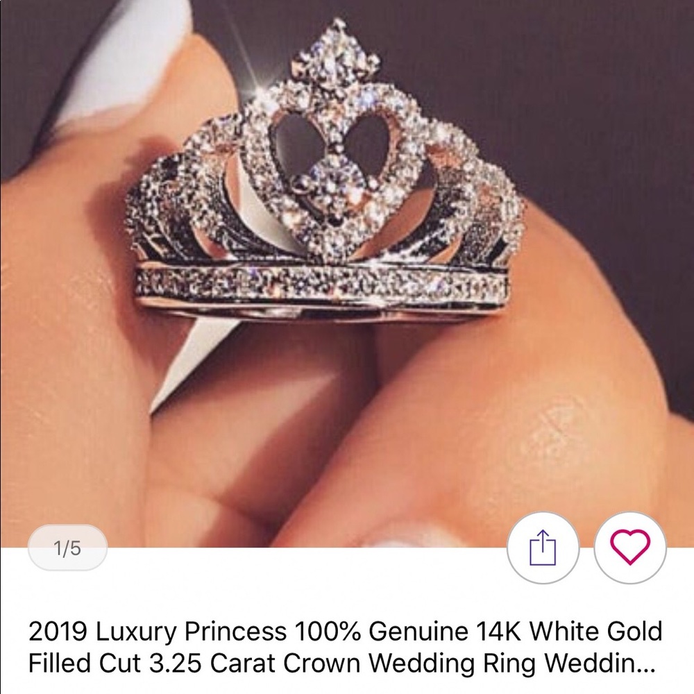 New 14kt white gold filled crown ring